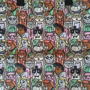 Bob's By Skechers Cat Canvas Tote Bag Novelty Animal Print NWT